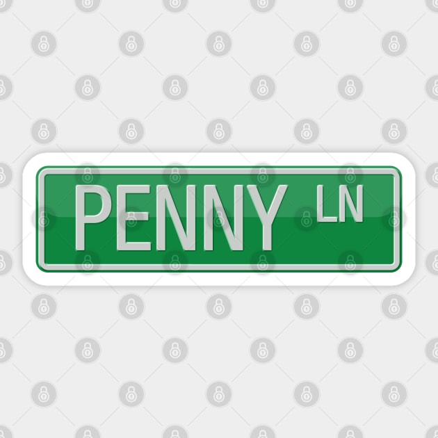 Penny Lane Street Sign T-shirt Sticker by reapolo